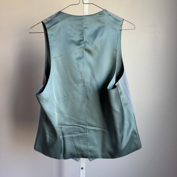 Vintage sz 40 blue‎ pin striped Suit Blazer and Vest Set - Picture 7 of 8